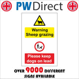 MU393 Warning Sheep Grazing Please Keep Dogs On Lead