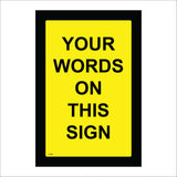 CC660 Black Text Border Yellow Background Custom Personalise