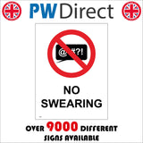 GG319 No Swearing Symbols Expletives Cussing Four Letter Word