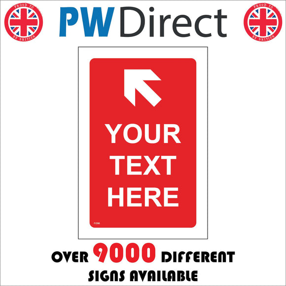 FI396 Your Text Diagonal Up Left Arrow Personalise Custom