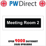 GG342 Meeting Room 2 White On Black Plaque Briefing Assembly