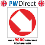 FI344 Arrow Down Right White On Red Circle