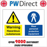 MB044 Warning Hazardous Substances Wear PPE