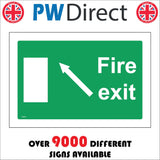 FS375 Fire Exit Diagonal Up Left Arrow