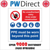 MU341 No Unauthorised Entry Area Under Construction PPE Worn