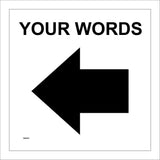 WM063K Words Custom Left Arrow West Black Personalise Marker