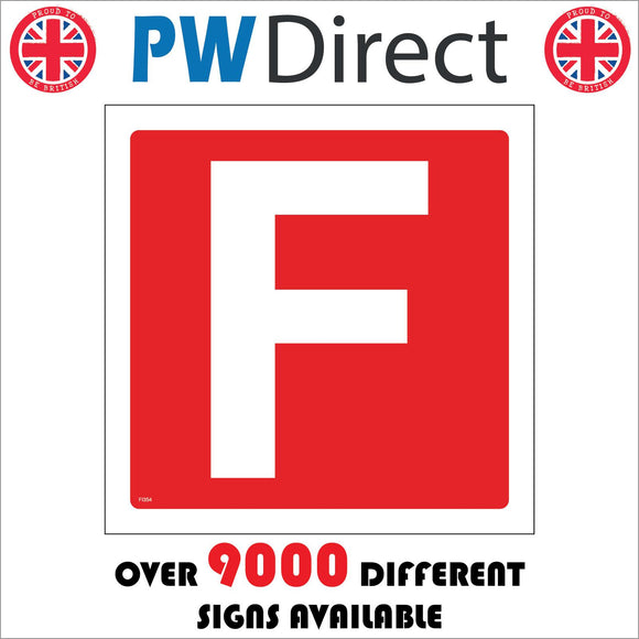 FI354 Letter F White On Red Hazard Warning Safety Alphabet