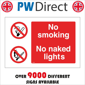 MU056 No Smoking No Naked Lights Sign with Circle Lit Match Cigarette