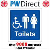 TS268 Male Female Disabled Toilets White On Blue