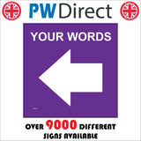 WM063G Purple Choice Text Left West Arrow Custom Marker Direction