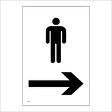 TS064 Male Toilets Right Arrow Black On White