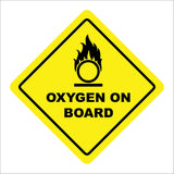 HA282 Oxygen On Board Yellow Diamond Black Fire Circle Symbol