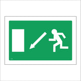 FS380 Fire Exit Diagonal Down Left Arrow Running Man