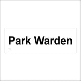 TR792 Park Warden Black On White Plaque