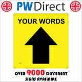 WM062J Custom Text Words Ahead Arrow Yellow Track Trail Route