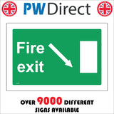 FS376 Fire Exit Down Right Arrow