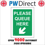 GG420 Please Queue Here Bottom Left Arrow