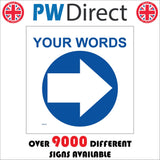 WM070B Circle East Right Arrow Blue Words Choice Text Custom