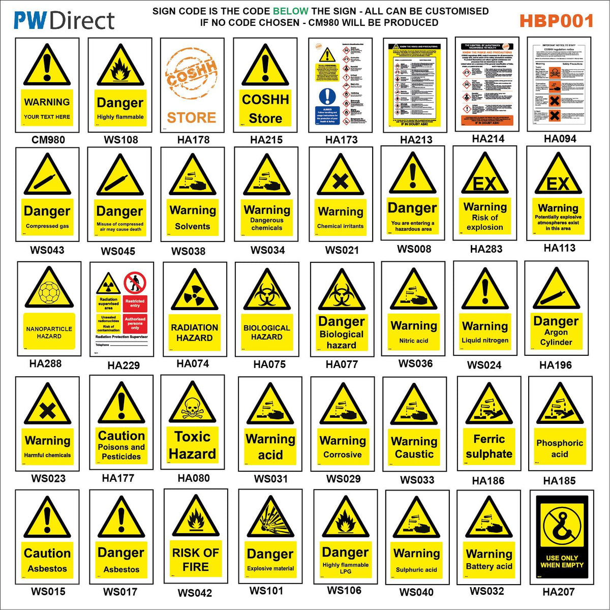 Coshh Biological Hazard Highly Flammable LPG Harmful Gas, HBP001 – PWDirect