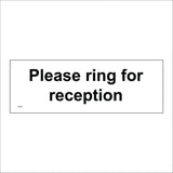GG355 Please Ring For Reception Front Desk Attention Arrival