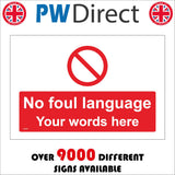 GG292 No Foul Language Made To Order Custom Personalise Text