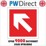 FI342 Arrow Up Left Diagonal White On Red