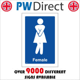 TS114 Female Toilet Urgent Bursting White On Blue