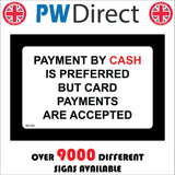 SE183 Payment By Cash Preferred Card Accepted