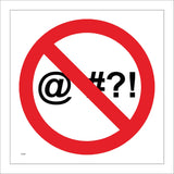 GG302 No Swearing Symbols Expletives Cussing Four Letter Word