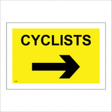 VE485 Cyclists Right Arrow Route Direction Black On Yellow