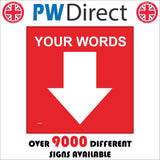 WM064H Text Words Symbol Arrow Down South Red Footpath Way