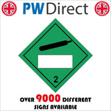 HA277 Compressed Gas 2 Green Diamond Placard Space Box Details