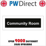 GG275 Community Room White On Black Plaque