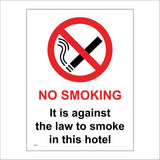 NS131 No Smoking It Is Against  the Law To Smoke In This Hotel