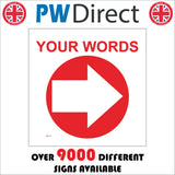 WM070H Circle East Right Arrow Red Words Choice Text Custom