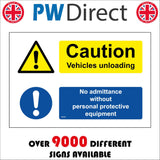 MB046 Caution Vehicles Unloading No Admittance Without PPE