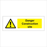 CS075 Danger Construction Site Sign with Exclamation Mark Triangle