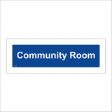 GG276 Community Room White On Blue Plaque