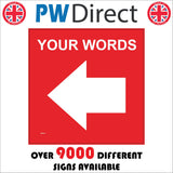 WM063H Your Words Choice Text Left Arrow West Red Custom Guide