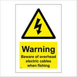 WT520 Warning Beware Overhead Electric Cables When Fishing