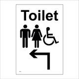 TS076 Male Female Disabled Toilet Up Left Arrow