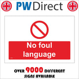 GG294 No Foul Language Prohibited Banned Swearing Refrain