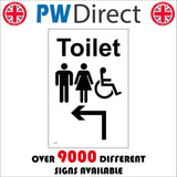 TS076 Male Female Disabled Toilet Up Left Arrow