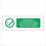 NS154 Smoking Area Please Keep Tidy Discard Cigarette Ends Bins