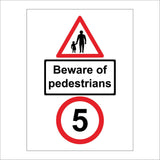 TR761 Beware Of Pedestrians 5MPH Five Slow Speed