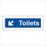 GG394 Toilets Down Left Arrow White On Blue