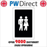 TS100 Toilets Urgent White On Black Male Female