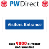 GG352 Visitors Entrance Guests Clients Customers White On Blue