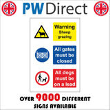 MU396 Warning Sheep Grazing Gates Closed Dogs On Leads