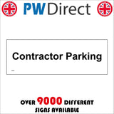 CS692 Contractors Parking Black On White Plaque